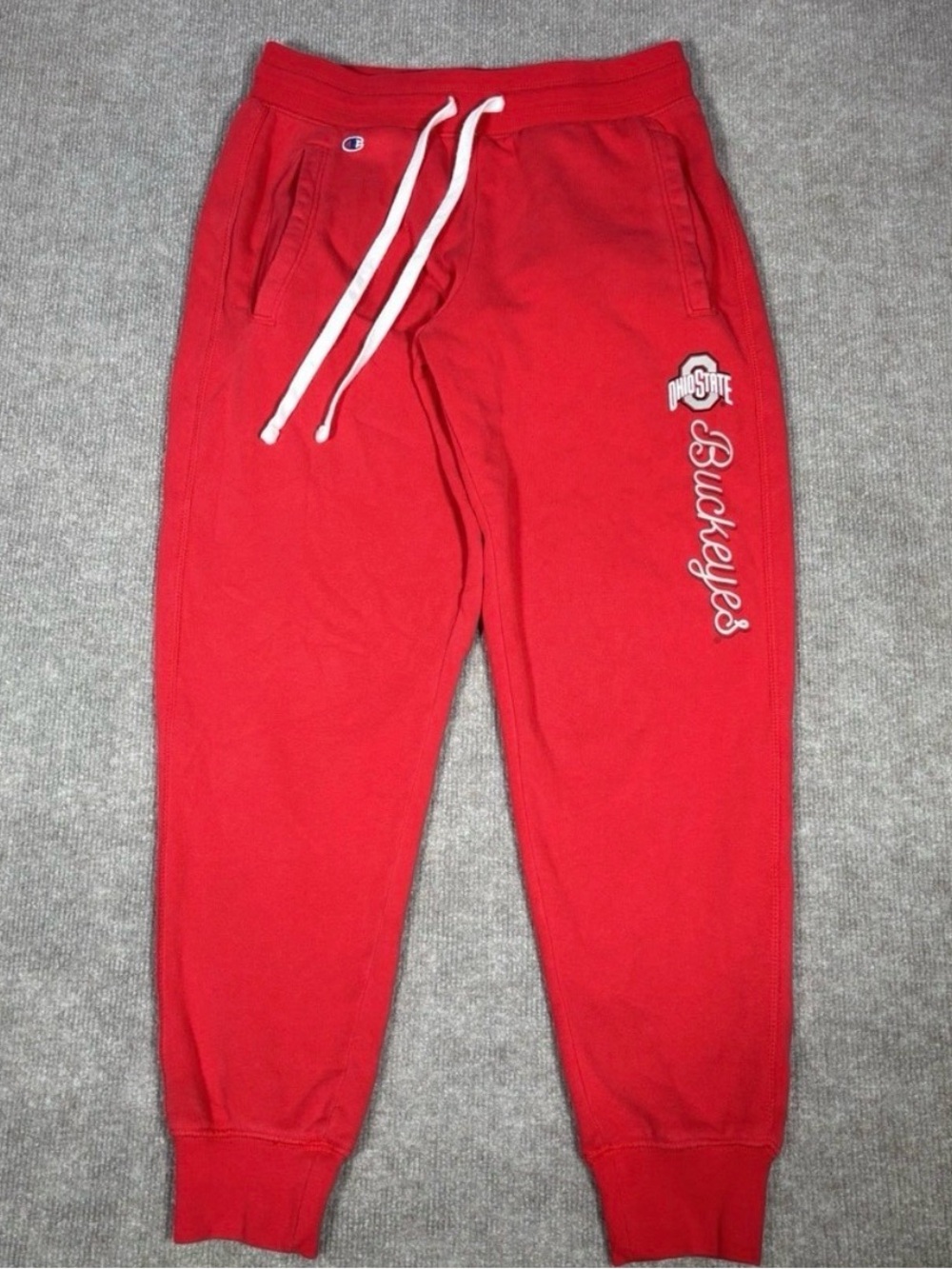 Champion Ladies Red OSU Buckeyes Sweatpants with White Drawstring Large - Picture 2 of 7